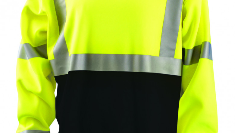 Occunomix LUX-CSWTBK 9 oz. Crew Black Bottom Sweatshirt - ANSI Class 3