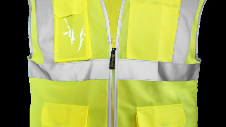 Occunomix LUX-SSFULLZ Premium Solid Dual Stripe Full Surveyor Vests ANSI Class 2 Dielectric Zipper, Multi-Pocketed Vest (Solid) (Zipper Closure)