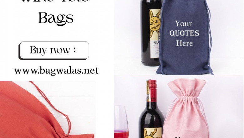 Buy Cotton Cotton Wine Tote Bags online at best price