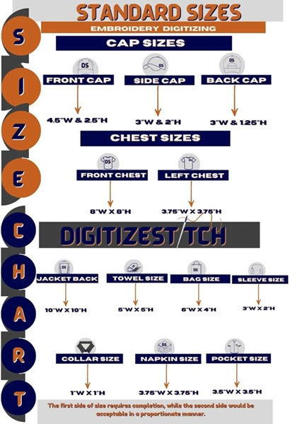 embroidery size chart