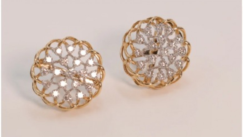 The Perfect Blend diamond earrings studs of Elegance and Sparkle at Raghuram Jewellers